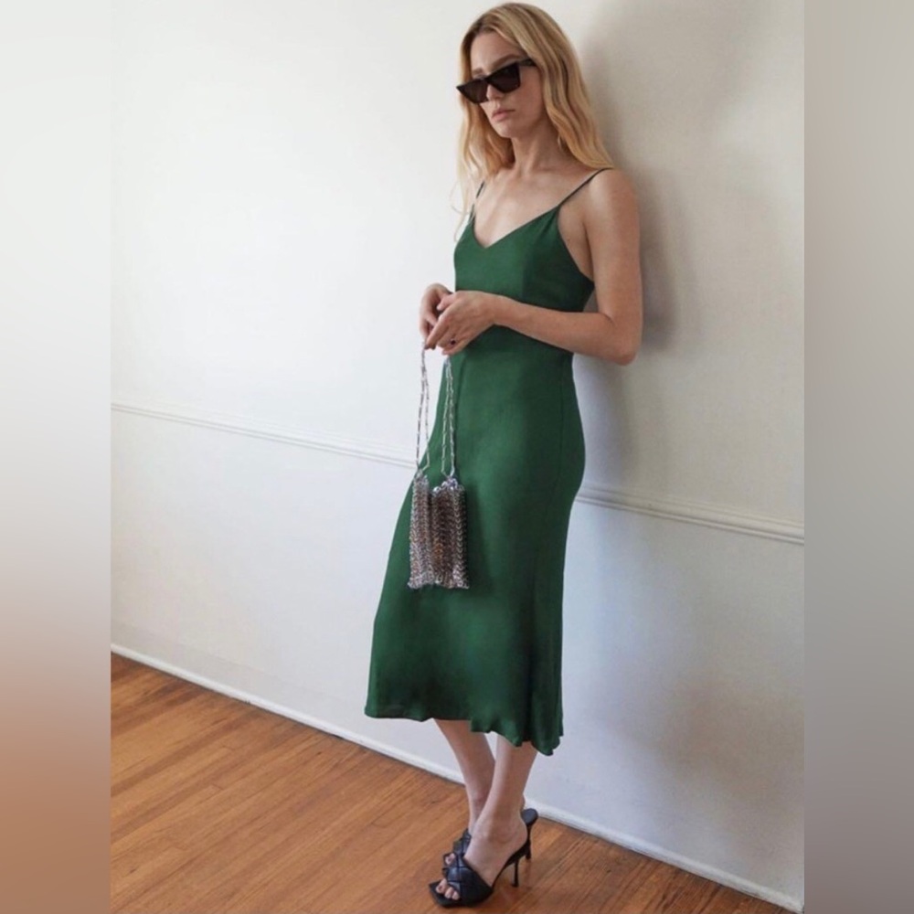 Reformation Emerald Green Slip Midi Dress